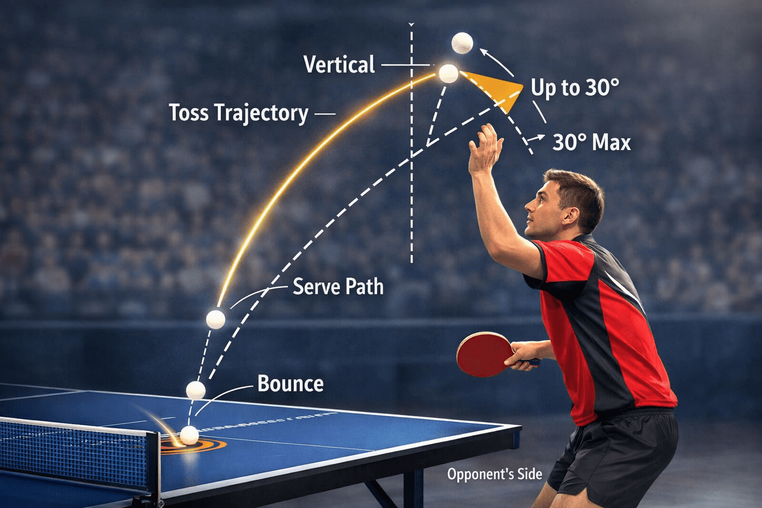 Service au tennis de table : les règles de l'angle et le droit au challenge
